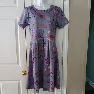 Lularoe Amelia Purple Day pocket Dress Sz L NWOT